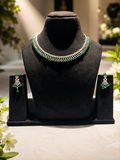 Emerald & Diamond AD Necklace Set with Earrings