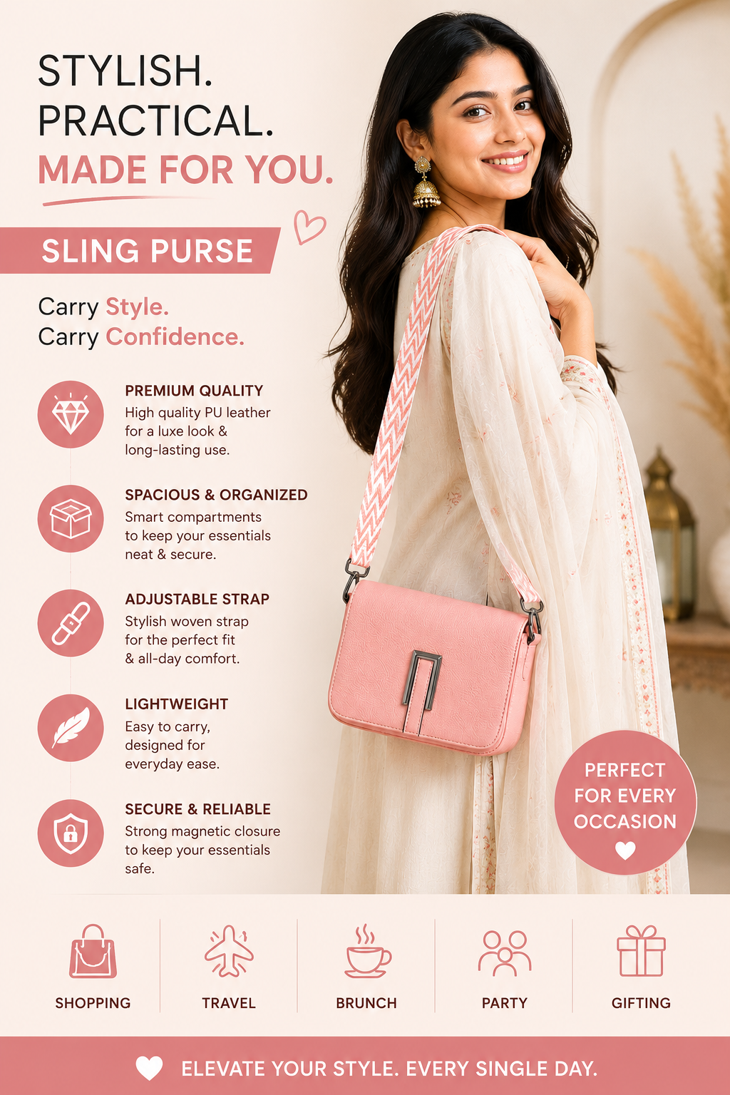 Pastel PU Leather Sling Purse with Woven Strap