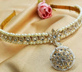 Pearl & Kundan Mathapatti Headband with Jhumka Pendant