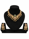 Antique Gold-Plated Elephant Necklace & Earrings Set