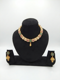 Gold Plated Kundan Necklace & Jhumka Earrings Set
