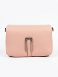 Blush Pink Flap Crossbody Bag with Chevron Strap