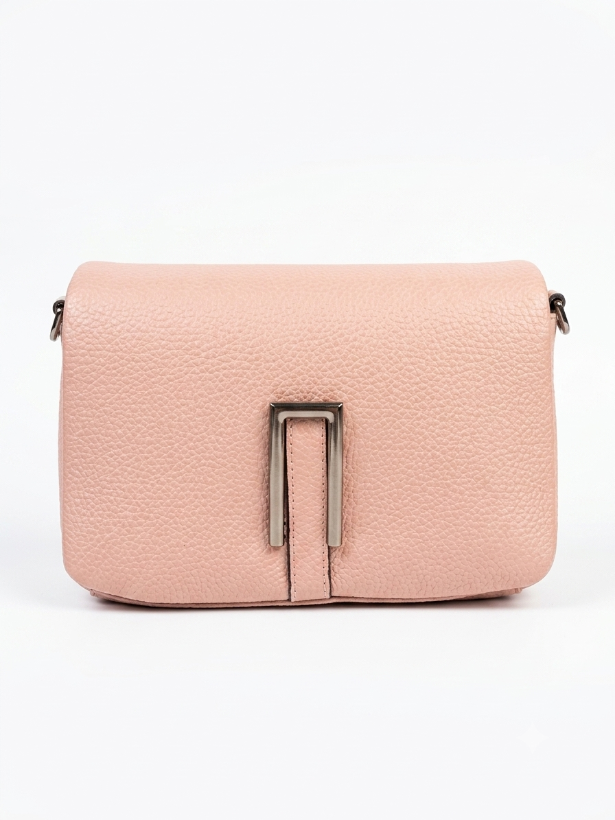 Blush Pink Flap Crossbody Bag with Chevron Strap