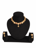 Gold Coin Choker Necklace & Earrings Set with Ruby & Opal Stones