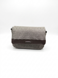Grey Woven Texture Crossbody Bag with Boho Chevron Strap