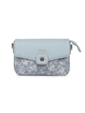 Powder Blue Flap Crossbody Bag with Gold Heart Clasp