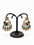 Green Kundan Chandbali Earrings