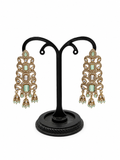 Mint Green Kundan Long Earrings