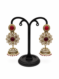 Red Kundan Jhumka Earrings