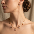 Crystal Drop & Ruby Gold Necklace