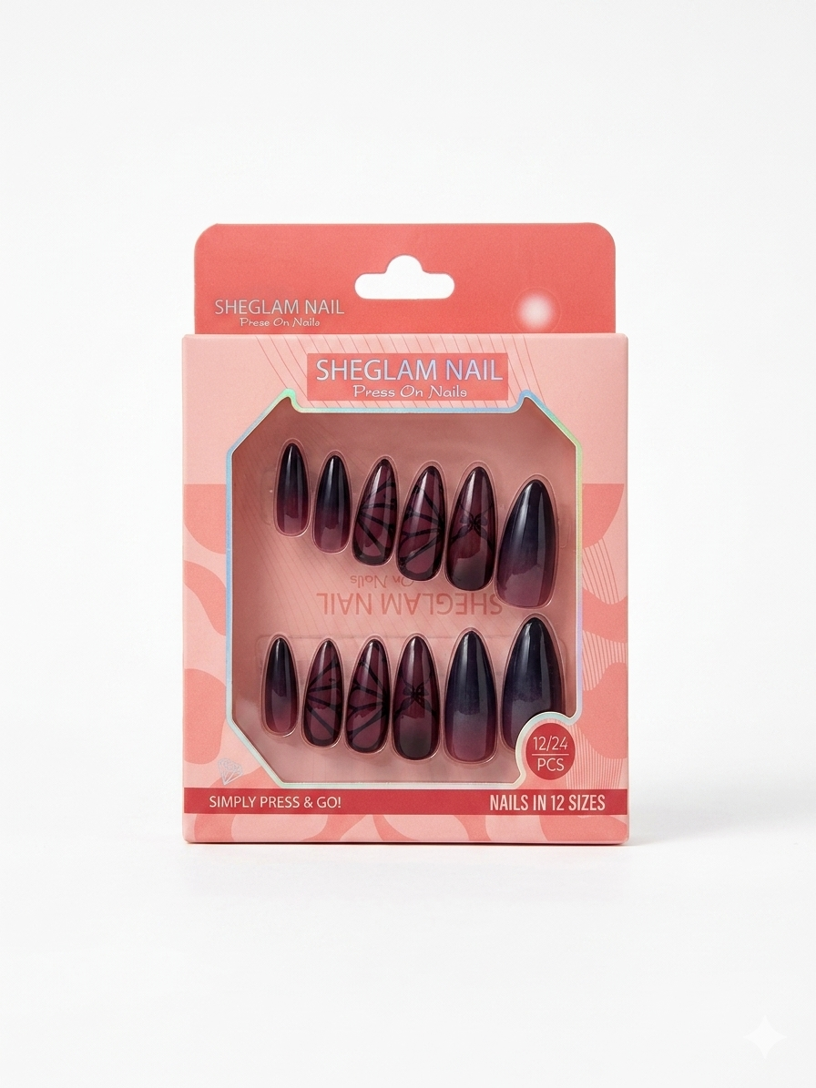 SHEGLAM Press On Nails – Dark Cherry Gradient
