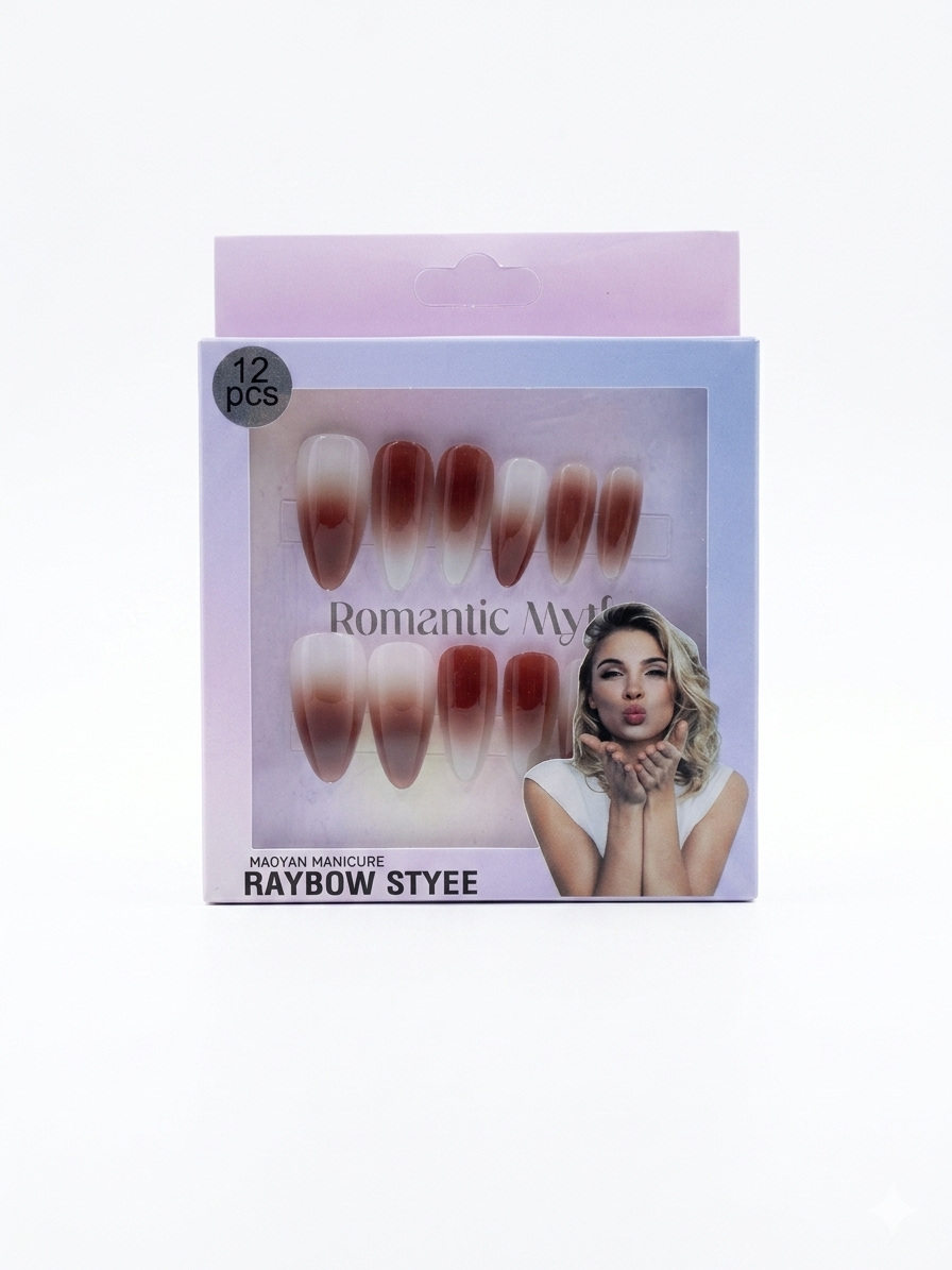 Romantic Myth Ombre Press-On Nails – Brown & Nude Gradient