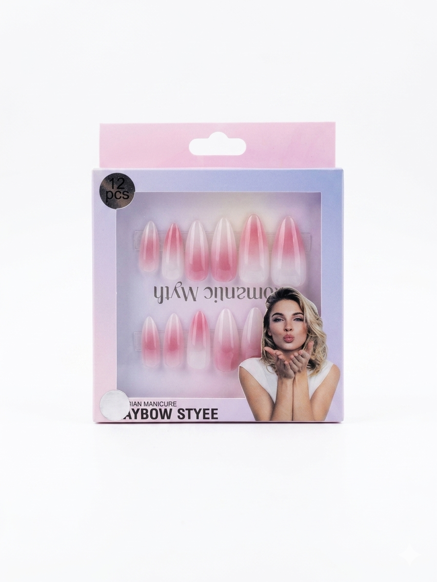 Romantic Myth Ombre Press-On Nails – Pink & White Gradient