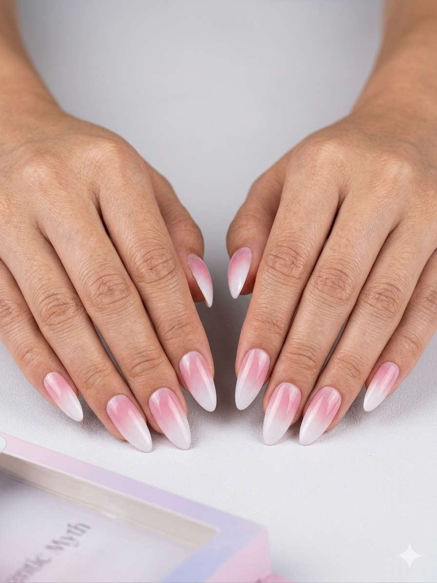 Romantic Myth Ombre Press-On Nails – Pink & White Gradient