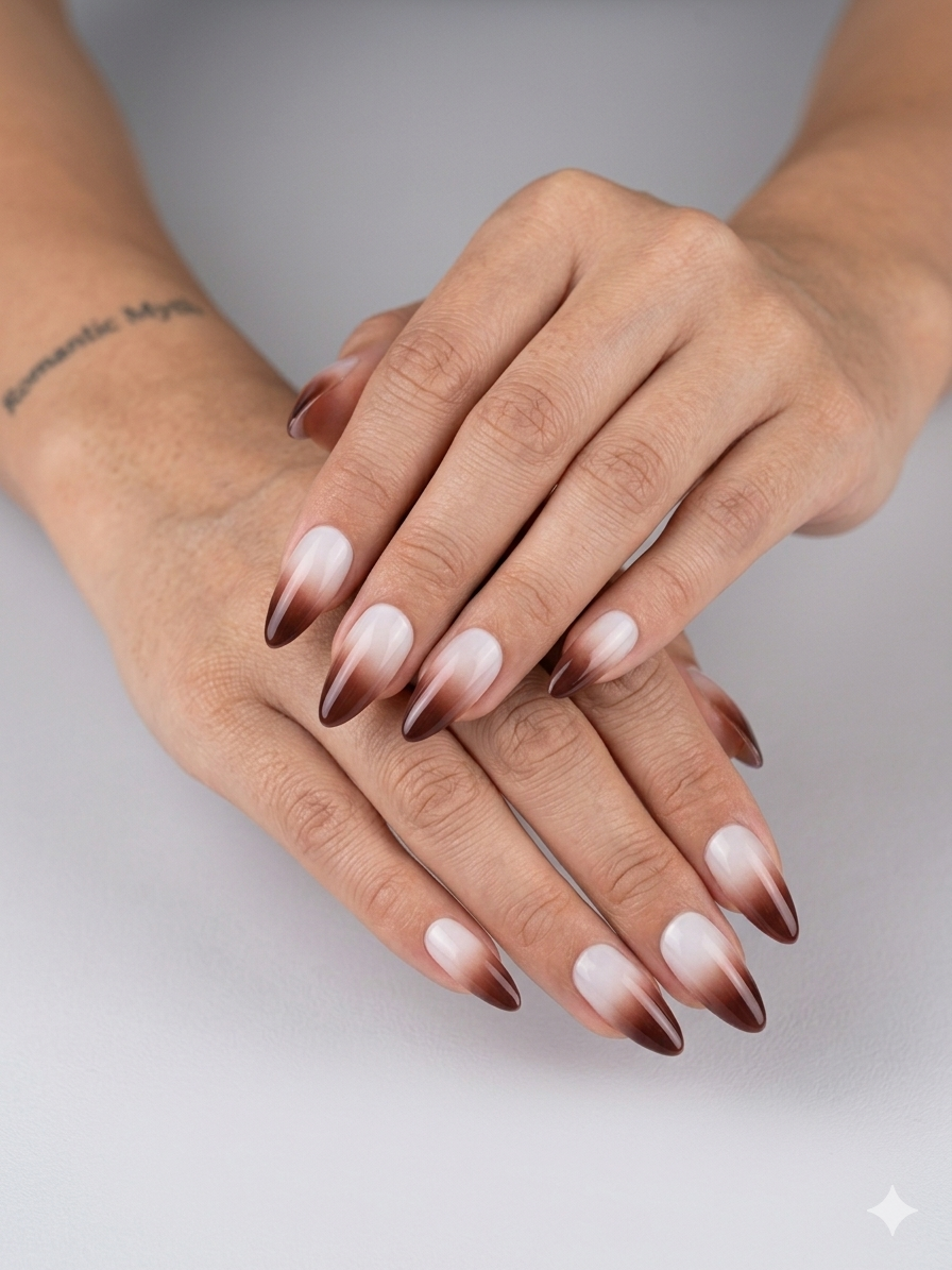 Romantic Myth Ombre Press-On Nails – Brown & Nude Gradient