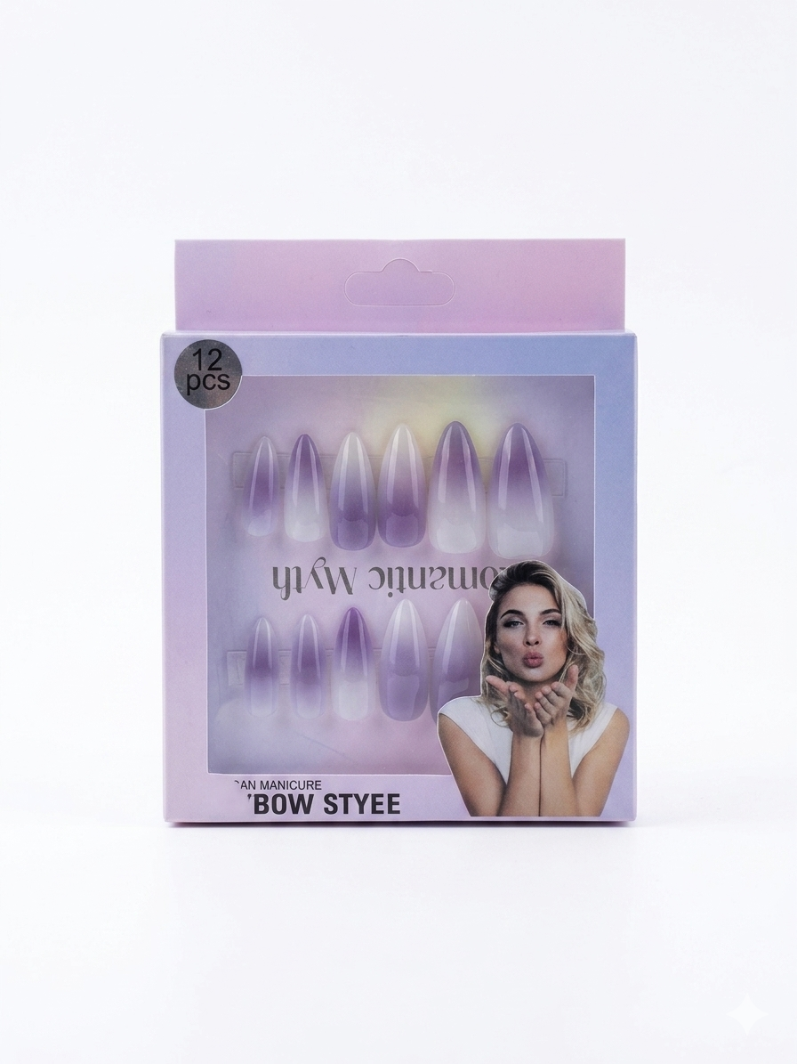 Romantic Myth Ombre Press-On Nails – Lavender & White Gradient
