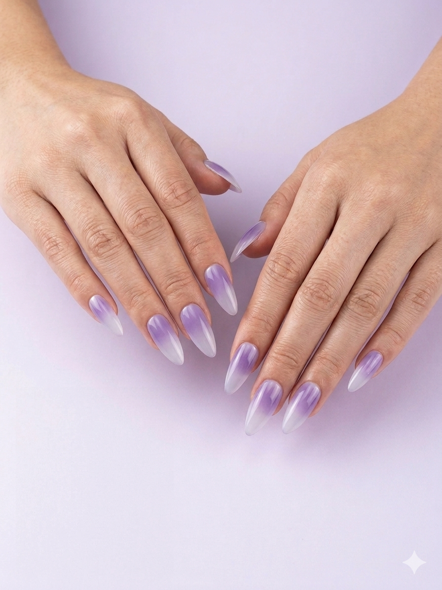 Romantic Myth Ombre Press-On Nails – Lavender & White Gradient