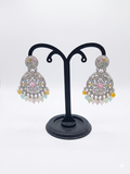 Pastel Multicolour Chandbali Earrings with Bead Drops