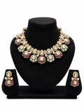 Meenakari Kundan Choker Necklace & Earrings Set with Ruby & Emerald
