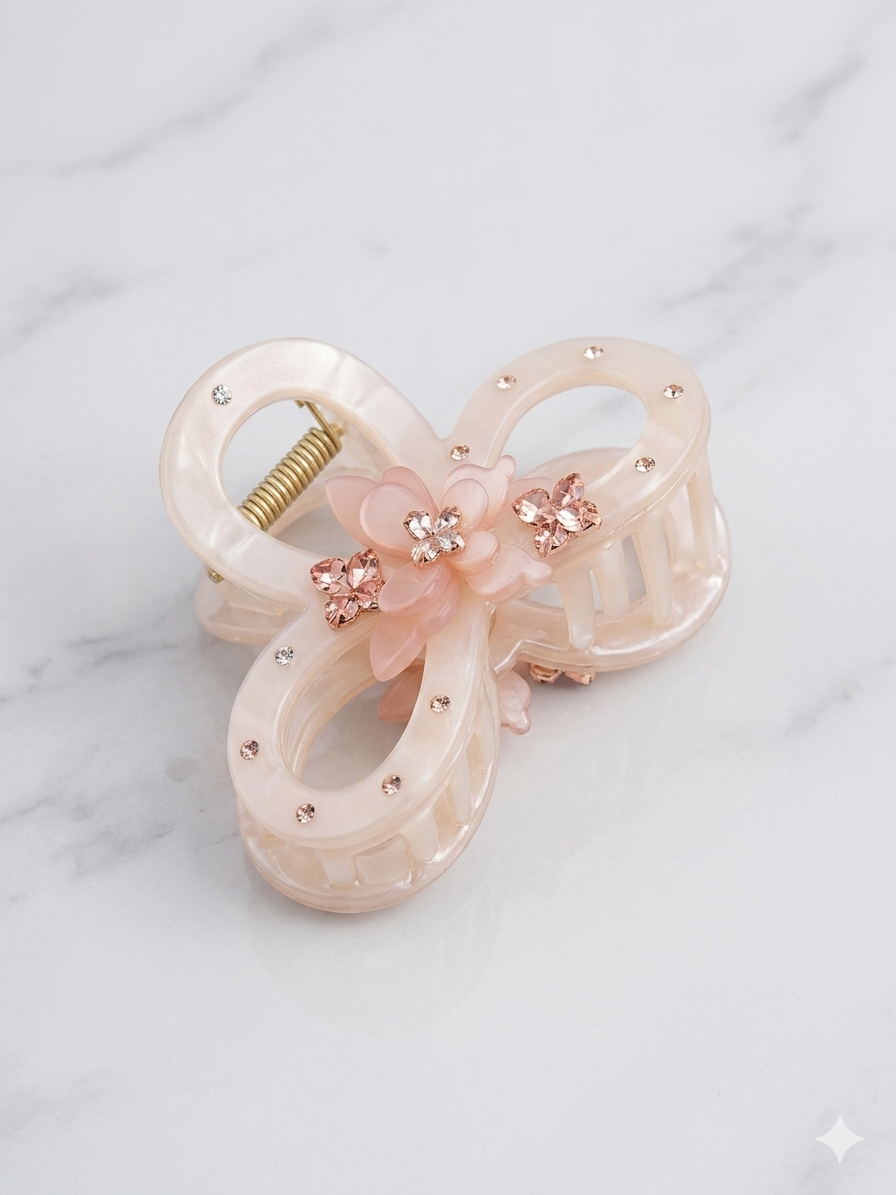 Blush Pink Flower Claw Hair Clip