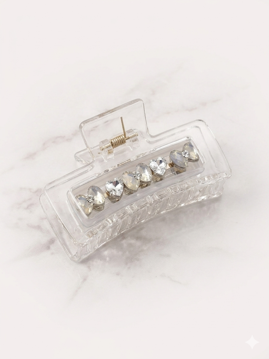 Crystal Heart Claw Hair Clip