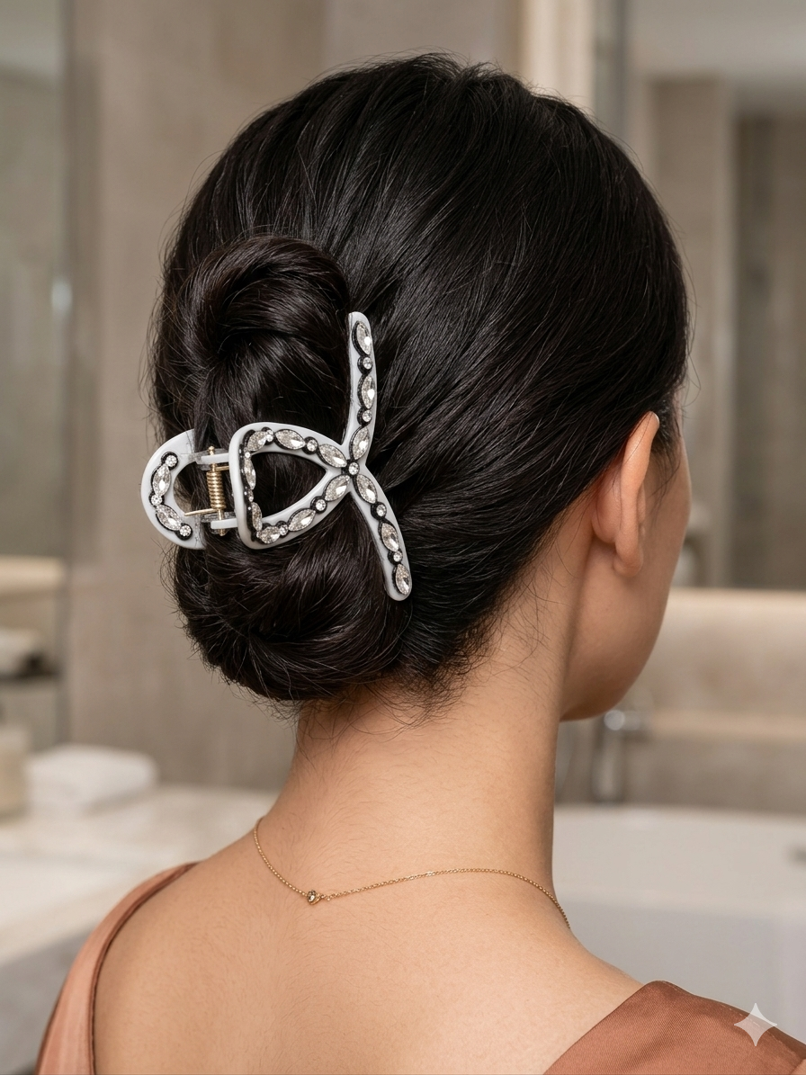 White Diamond Marquise Claw Hair Clip