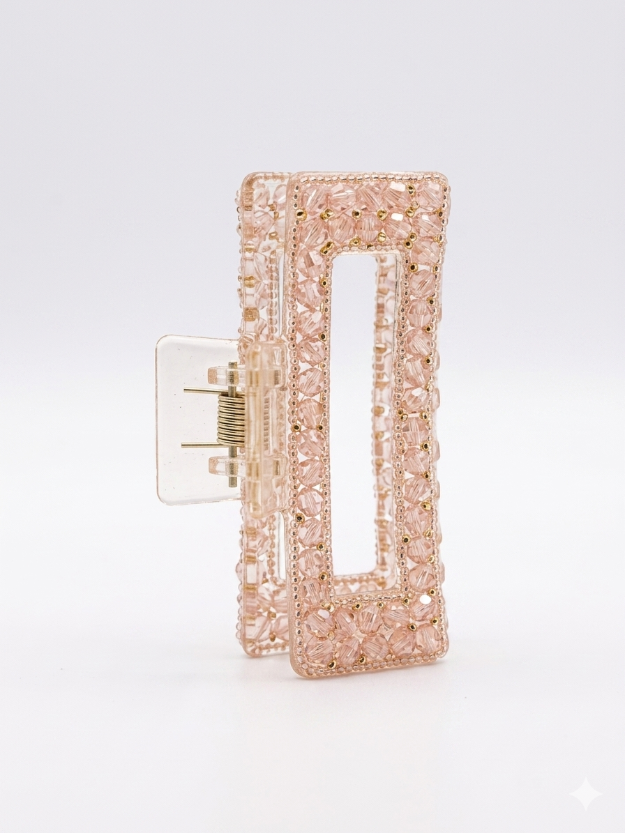 Rose Gold Crystal Rectangle Claw Hair Clip
