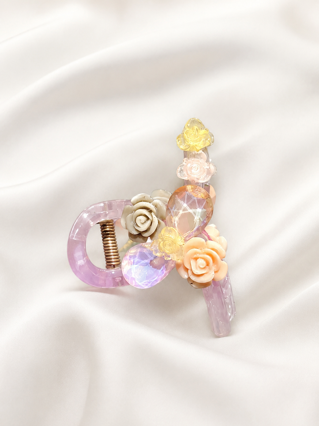 Pastel Floral Garden Claw Hair Clip