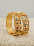 Temple Bangle Set – Gold-Plated Rajwadi Kada with Meenakari & Stone Work