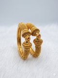 Ghunghroo Tassel Bangle Set – Gold-Plated Kada with Ruby Stone Accent