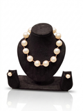 Gold Wire Wrapped Pearl Necklace & Earring Set
