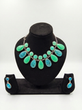 Turquoise & Mint Stone Bib Necklace & Earring Set