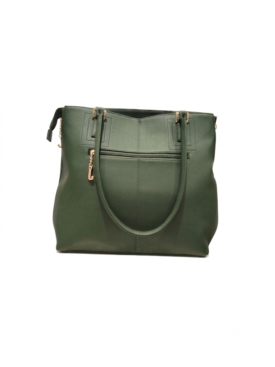 Olive Green Structured Tote Bag