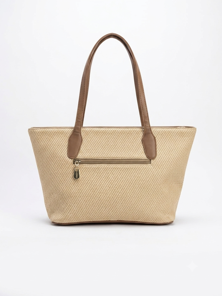 Natural Straw Tote Bag with Mini Pouch