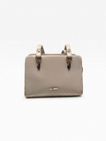 Taupe Structured Handbag with Gold Hardware