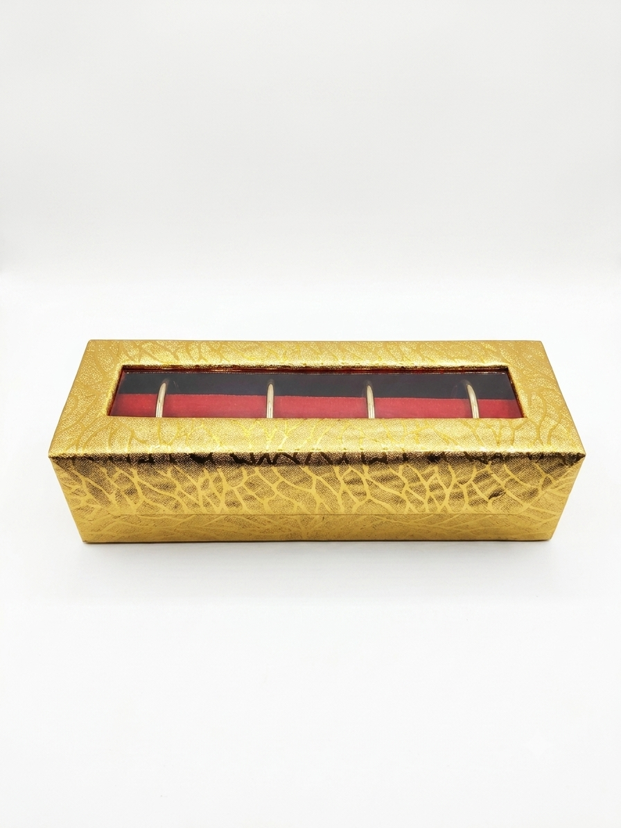 Gold Bangle Box – 4-Slot Jewellery Storage with Mirror