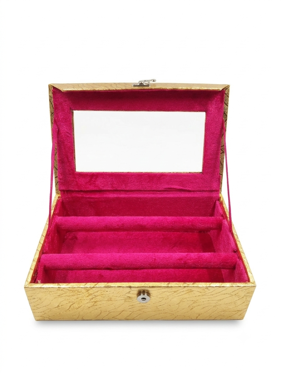 Gold bangle Box – Wide Window with Red Velvet Interior & Mirror