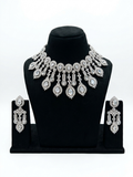 Silver CZ Bridal Necklace & Earrings Set