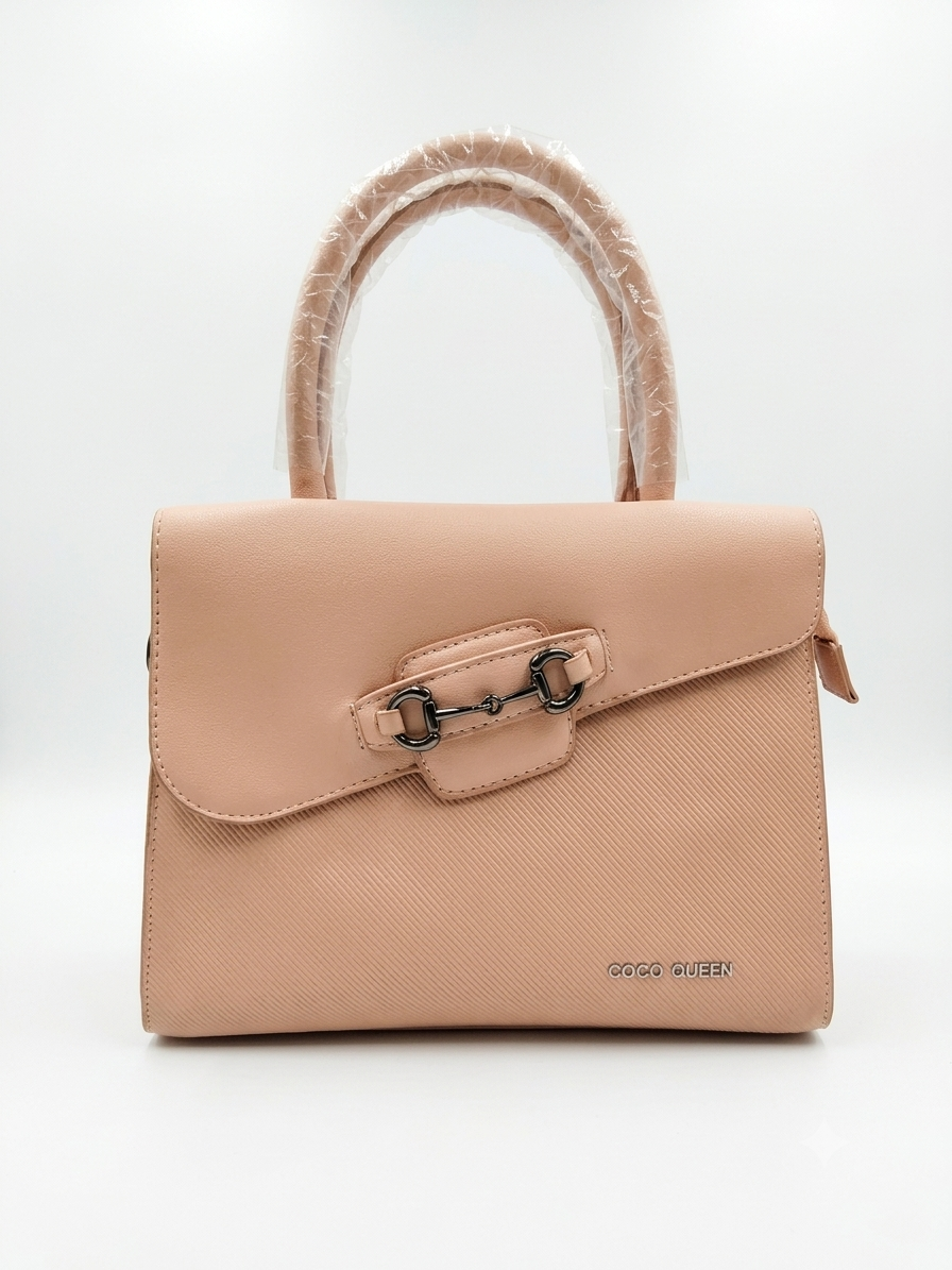 Coco Queen Nude Pink Structured Flap Handbag