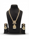 Antique Gold Polki & Meenakari Long Necklace Set with Earrings