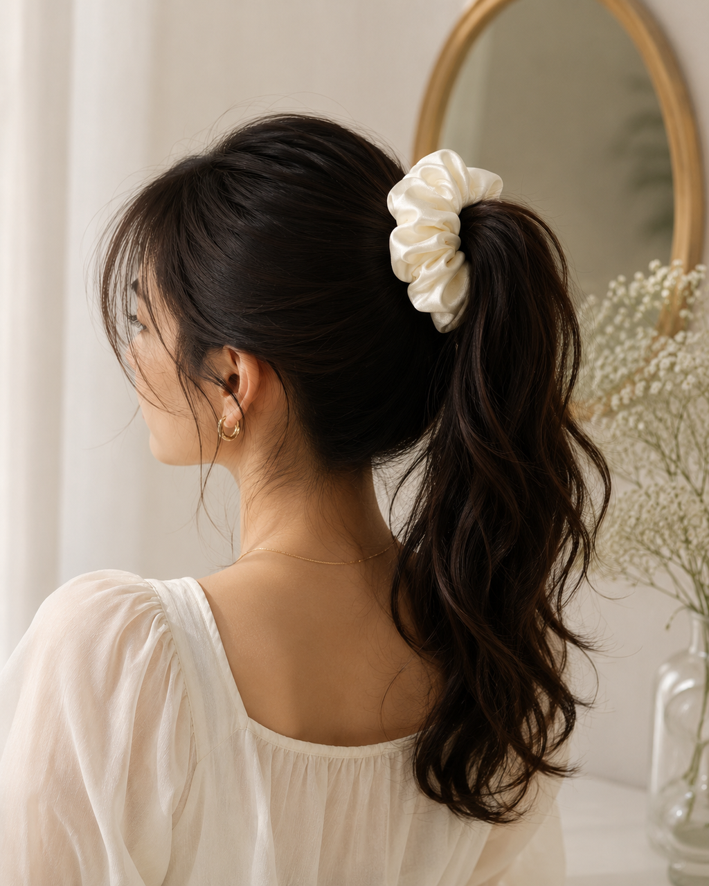 Satin Scrunchies Gift Box - Set of 12 (Ivory)