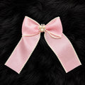 Pink Pearl Bow Hair Clip with Crystal Centre