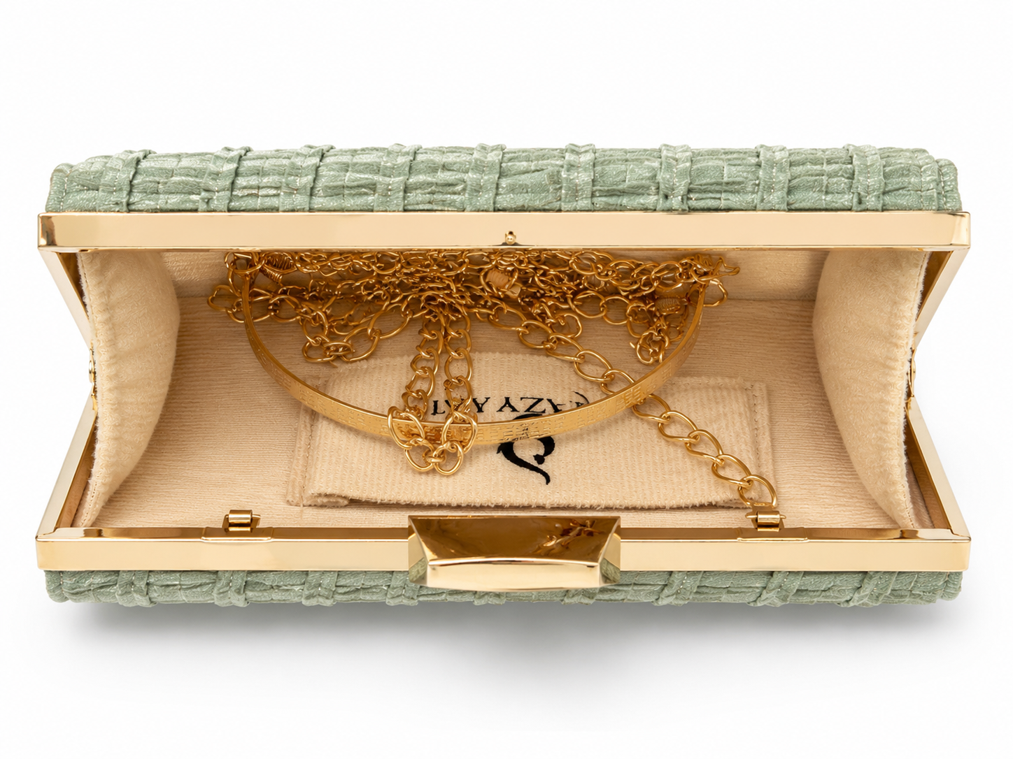 Sage Green Textured Box Clutch