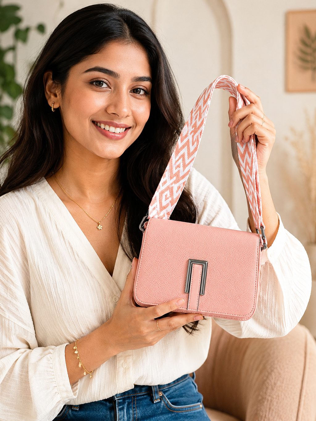 Pastel PU Leather Sling Purse with Woven Strap