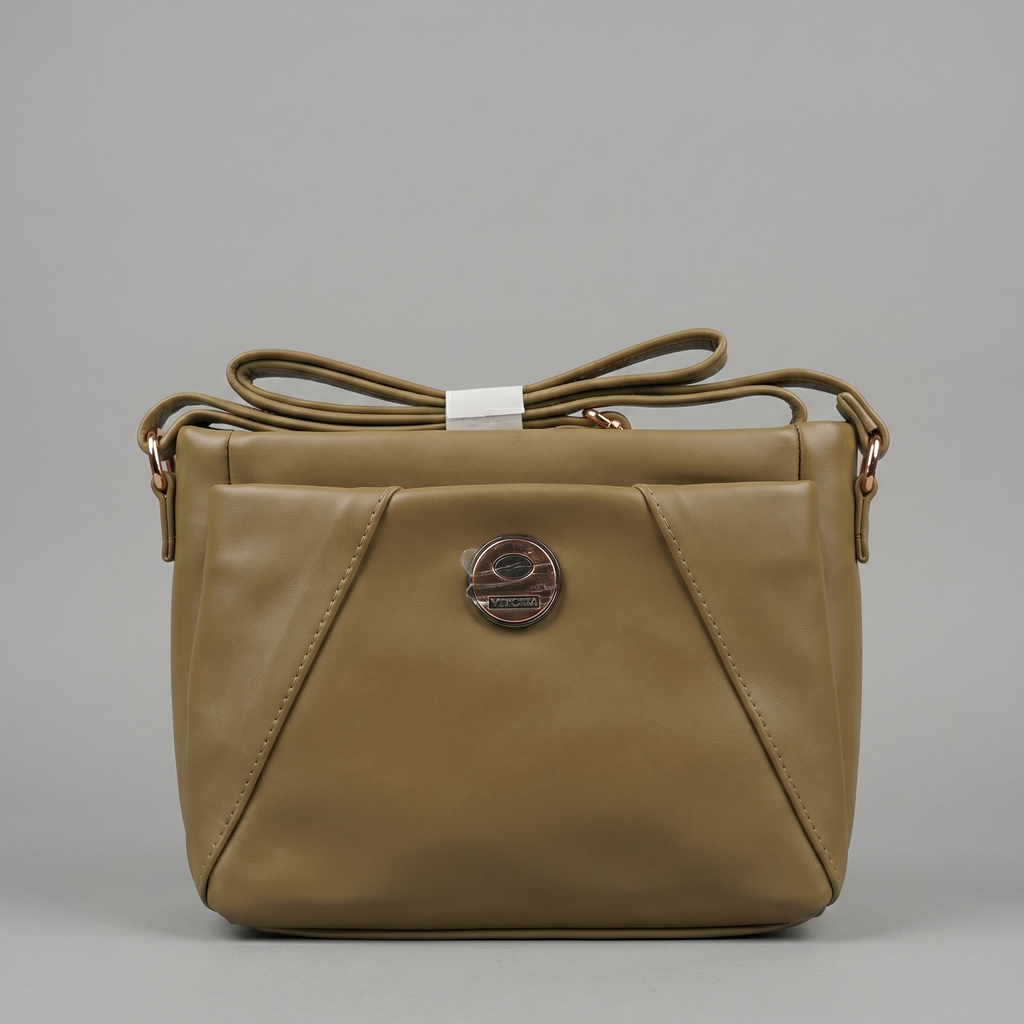 Elegant Multi-Compartment Olive Sling Bag