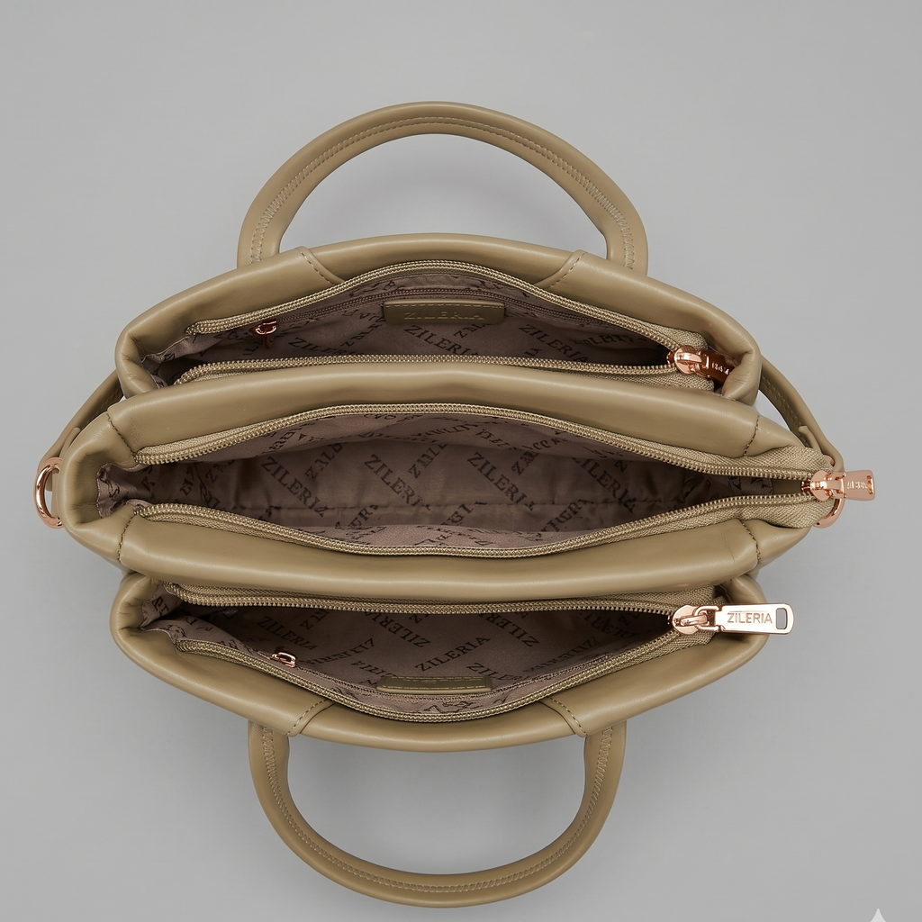 Elegant Multi-Compartment Olive Sling Bag