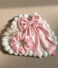 Baby Pink Satin Bow Clip & Scrunchie Set