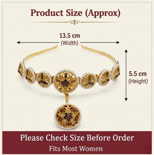 Traditional Gold Mathapatti with Meenakari Work