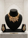 Polki Meenakari Choker Necklace & Earring Set with Pearl Drops