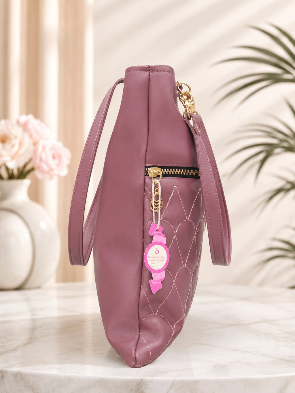 Krazy Kat Quilted Tote Bag – Dusty Mauve